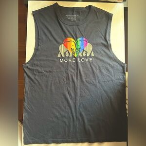 EUC Banana Republic Navy More Love rainbow heart sleeveless Tee sz M